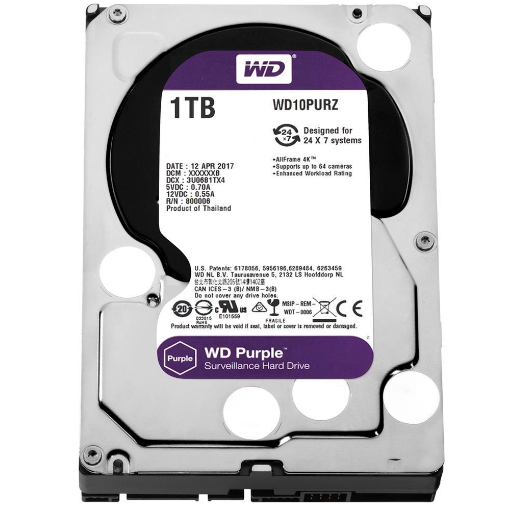 HD 1 TB SATA III WESTERN DIGITAL(PURPLE ) WD10PURZ