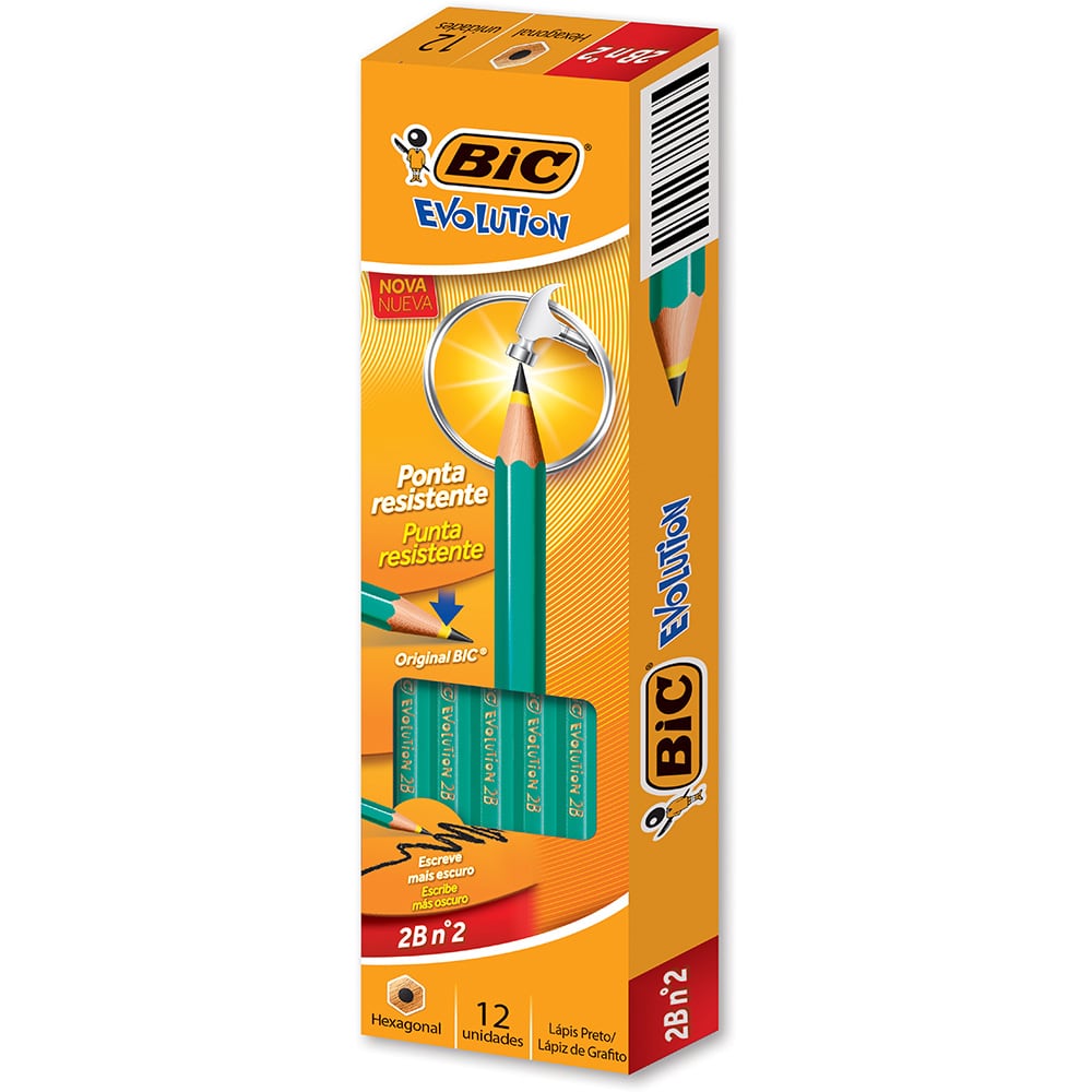 LAPIS PRETO HB Nº 2 EVOLUTION HEXAGONAL CX C/12 UNI 835232 BIC