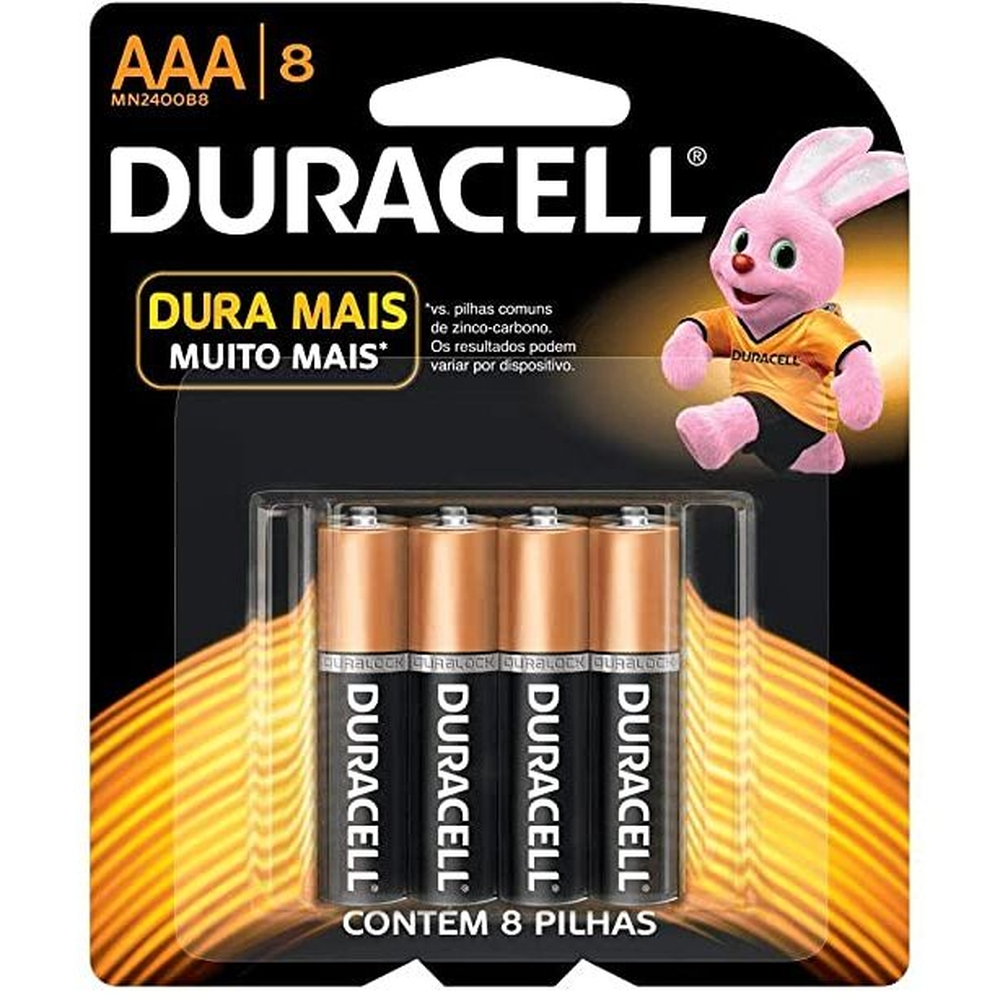 PILHA ALCALINA AAA 1,5V BLISTER C/8 MN2400B8 DURACELL