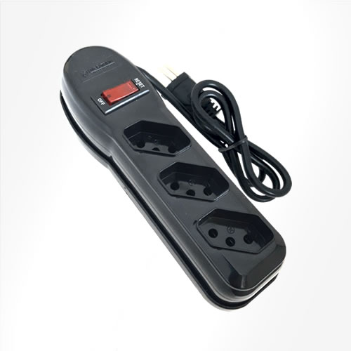 FILTRO DE LINHA 3 TOMADAS BIVOLT PRETO MEGATRON