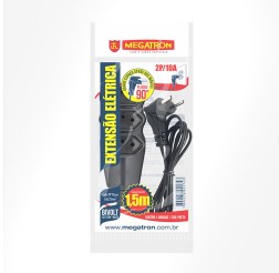 EXTENSAO ELETRICA 3 TOMADAS MEGATRON PRETA