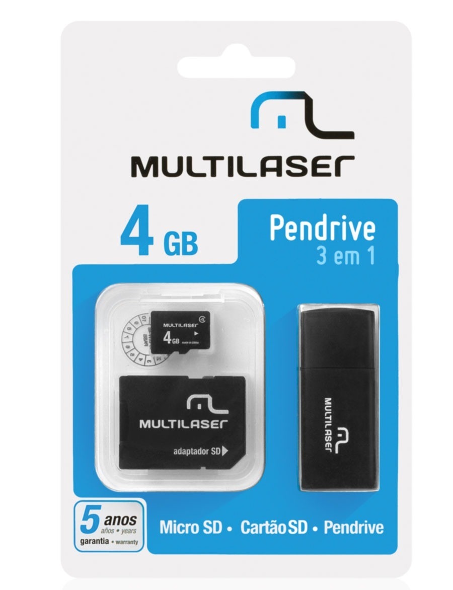 PEN DRIVE  4 GB MULTILASER 3 EM 1(MC102)